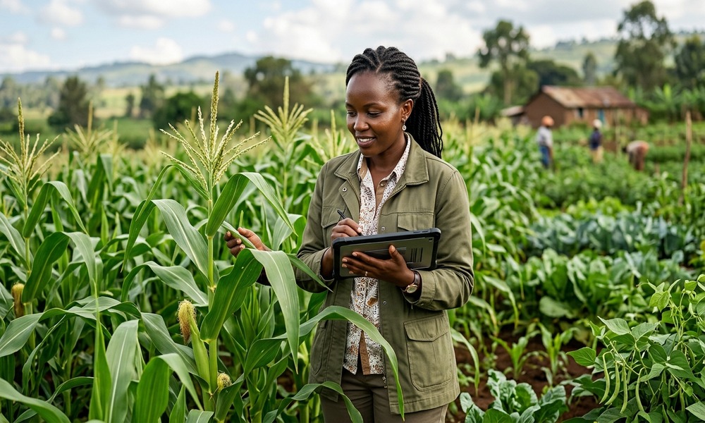 Lower input costs to raise farmer returns, Kindiki says at Agriculture Summit African agricultural scientist examining flourishing green crops with a digital tablet