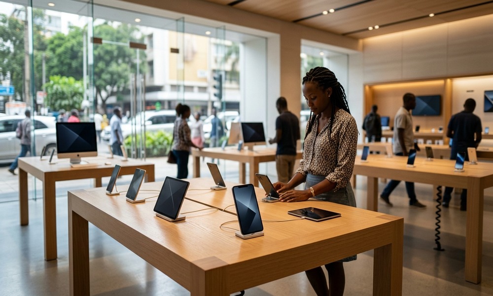 Samsung widens countrywide reach with new store in Kisii Modern consumer electronics retail showroom in Kenya with sleek devices on display